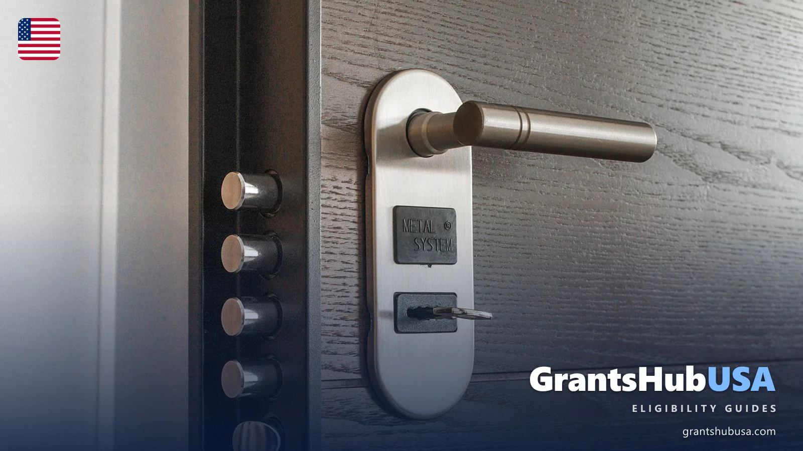 Key in apartment door lock representing American renters seeking emergency rental assistance to prevent eviction and stay housed