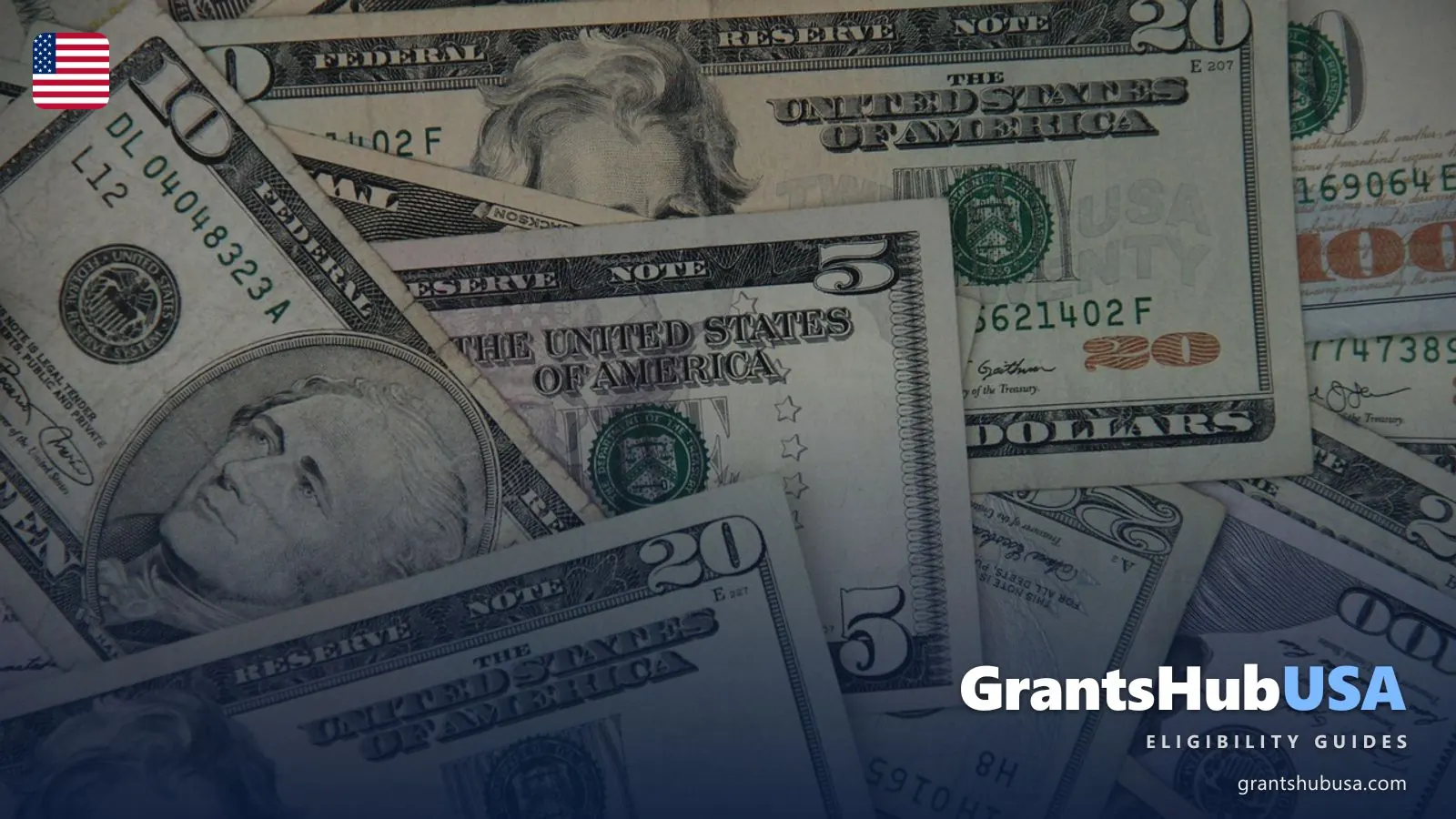 Pile of US dollar bills illustrating SSDI back pay lump sum: how much you get, when it arrives, and what the $9,200 attorney fee cap looks like in 2026. GrantsHubUSA eligibility guide. Photo: gloriak2700 (Pixabay).