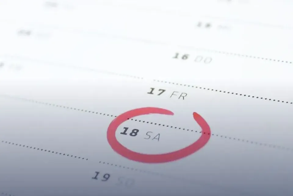 Calendar page with a date circled in red