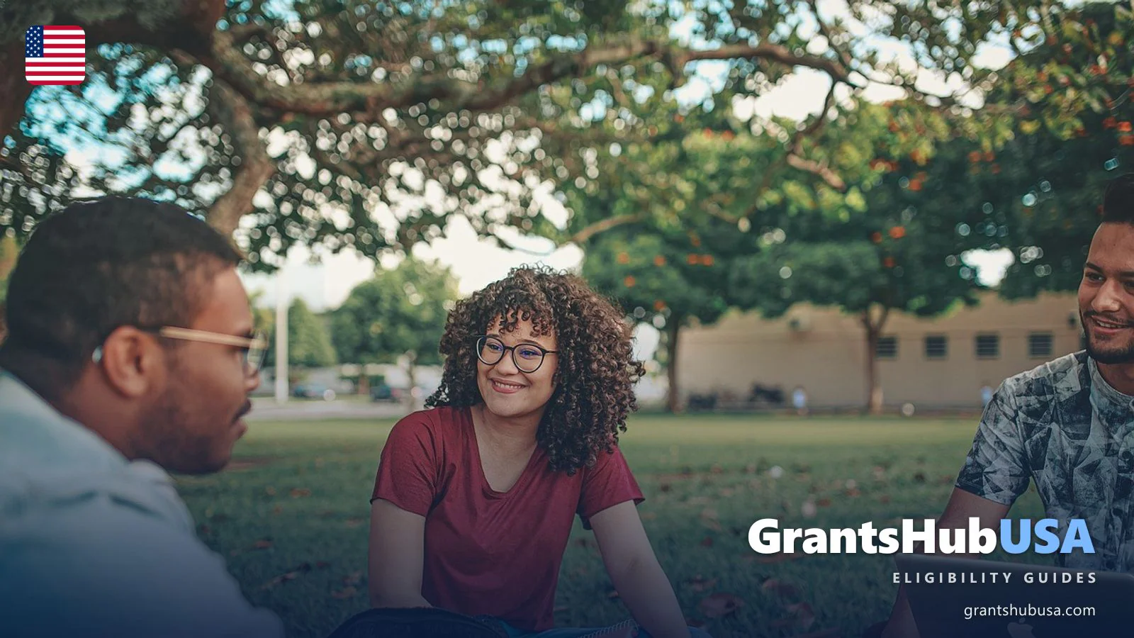 Diverse group of college students studying together outdoors on a university campus with a laptop and notebook, illustrating the Federal Pell Grant program that provides need-based undergraduate financial aid up to $7,395 per year for the 2026-27 award year.
