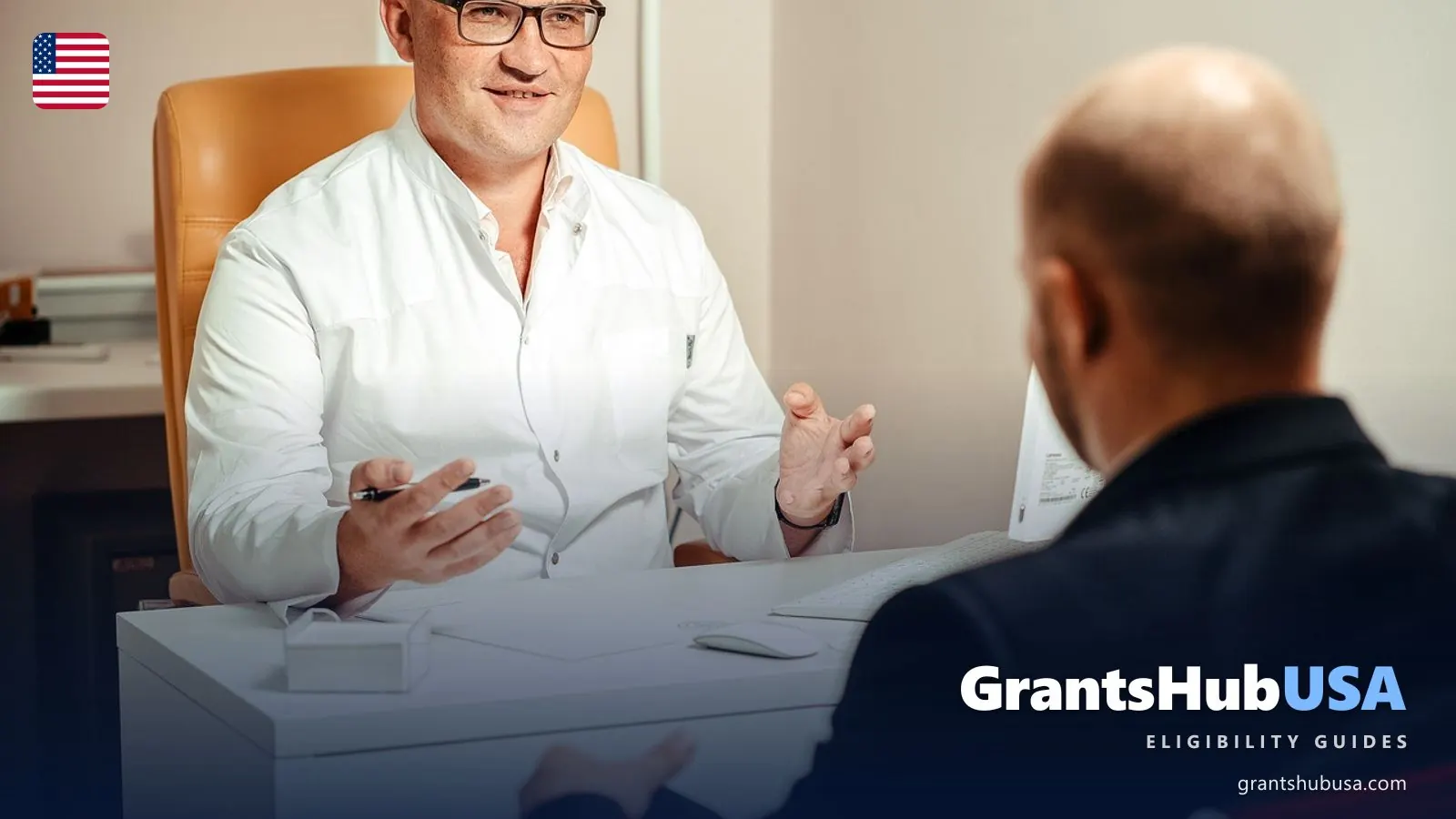 Doctor explaining plan options to a patient across a desk, illustrating the 2026 Medicare HMO vs PPO decision on networks, referrals, and out-of-pocket caps.